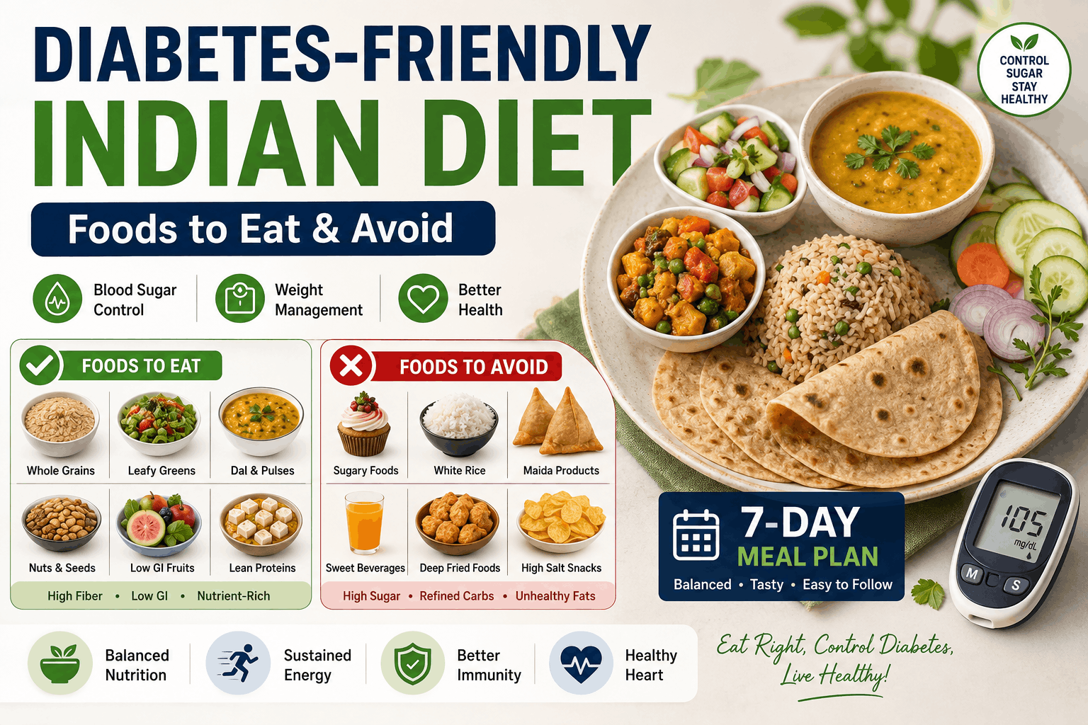 Diabetes-Friendly Indian Diet  Foods to Eat & Avoid 7 Day Meal Plan